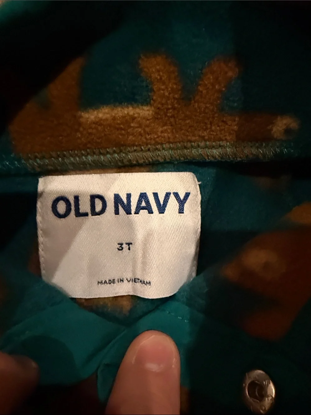 Old Navy Kids Bear-Print Fleece Pullover - Teal & Brown Size 3T